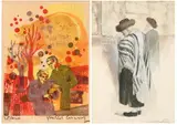 Yankel Ginzberg, Two People by Bare Tree, Color lithograph
