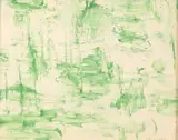 Franklin Van Court, Green Abstract, Watercolor