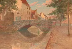 J. D. Hunting, Stone Bridge, Watercolor on paper