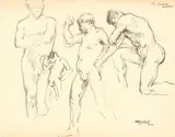 European School, Sketches of Four Male Nude Figures
