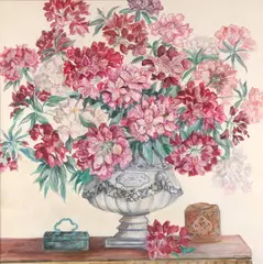 J. Greenleaf, Pink Lilies, Oil on paper