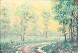 Edgar F. Faris, Spring Landscape, Oil on board