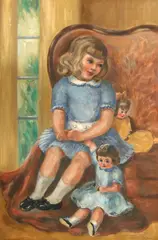 George Jo Mess, Girl with Two Dolls, Oil on canvas