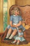 George Jo Mess, Girl with Two Dolls, Oil on canvas
