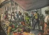 Virginia Perkins, African Americans at Market, Ink and wash on paper