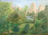 E. Crispin Reeves, Central Park, Oil on board
