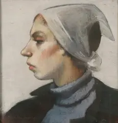 Mark Allen Isaacson, Girl in White Scarf, Pastel