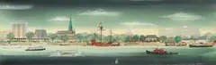Hereward Lester Cooke, Along Riverbank with Capitol Dome, Watercolor on paper