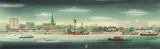 Hereward Lester Cooke, Along Riverbank with Capitol Dome, Watercolor on paper