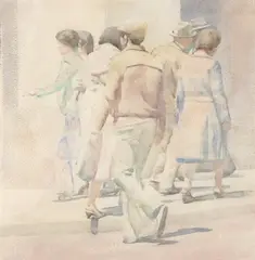 Elinore Schnurr, Pedestrians, Watercolor on paper