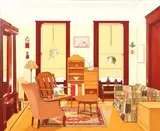 Laura Shechter, Living Room Interior Iv, Oil on board