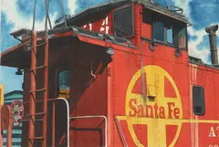 Don Wayne Hendricks, Santa Fe Railroad Caboose, Watercolor