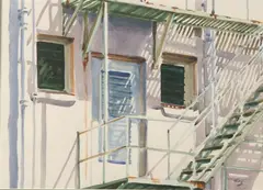 Janet Lis, Fire Escape, Watercolor on paper