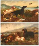 Untitled by American School, HUNTING DOGS: A PAIR, oil on board, sold Sep 2005
