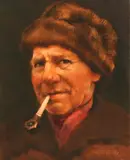 Bernd Funke, Portrait of Old Man with Pipe, Oil on panel