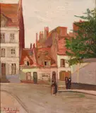 Marie Anne Laigle, Vieux Dohai (?) Street Scene, Oil on panel