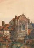James Lawson Stewart, Old English House with Pond, Watercolor