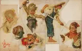 J. C. Leyendecker, Child, Oil on paper, single sheet with divisive cuts attached to a single paperboard