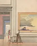 Pierce Rice, Copyist at the National Gallery, Watercolor on paper