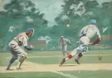 Pierce Rice, At the Baseball Game, AT THE BASEBALL GAME, oil on canvas