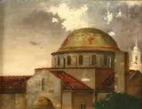 Pierce Rice, Dome of the Church of the Trinity, DC, oil on canvas board
