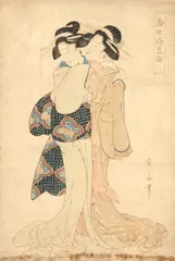 Kikukawa Eizan, Untitled, TWO BIJIN STANDING, color woodcut. circa 1850. - Oban tate-e PROVENANCE: Estate of Thomas Frederick McNair Scott