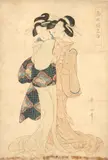 Kikukawa Eizan, Untitled, TWO BIJIN STANDING, color woodcut. circa 1850. - Oban tate-e PROVENANCE: Estate of Thomas Frederick McNair Scott