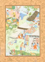 Village Scene by Anonymous, Ink and color on paper, sold Sep 2005