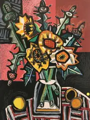 David Bates, Sunflowers + Thistles I, Silkscreen