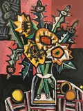David Bates, Sunflowers + Thistles I, Silkscreen