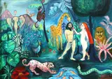 Victor Krotov, Adam and Eve in the Garden of Eden, Oil on canvas