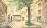 Manuel García y Rodríguez, Spanish Courtyard, Watercolor