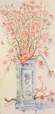 Mubeccel Siber, Plum Blossoms in Chinese Vase, Watercolor on paper