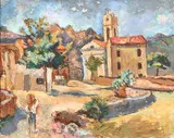 Jean Lebasque, L'Eglise du Village, Oil on canvas