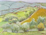 Skënder Kamberi, Landscape with Distant Hills, Oil on canvas