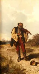 Fiddler by Pál Böhm, Oil on board, sold Sep 2005