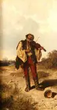 Pál Böhm, Fiddler, Oil on board