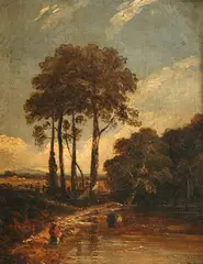 John Constable, Figures Near a Pond, Oil on canvas