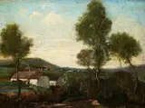 Untitled by Jean-Baptiste Camille Corot, COUNTY LANDSCAPE, oil on canvas, sold Sep 2005