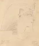 Frederick Arthur Bridgman, Head of a Pharaoh, Graphite on paper
