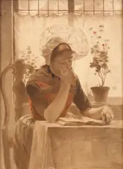 Walter MacEwen, Girl Reading Near a Window, Pastel