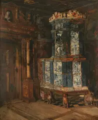 Edward S. Siebert, Interior Scene at Doorway, Oil on board