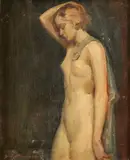 Walter G. Ratterman, Female Nude Standing, Oil on canvas
