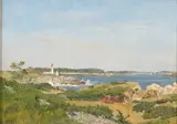 John Bradley Hudson, Jr., Coastal Scene with Lighthouse, Oil on canvas