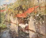 Frederic Ede, Village Stream, Oil on canvas