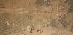 Chinese School, Eight Immortals, Two ink and color on paper
