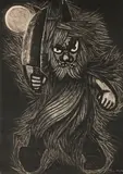 Shu Keda, Mythical Animal, Charcoal on paper, pencil signed