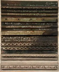 Construction by George Deem, Oil and wood molding on canvas, offered Dec 2005