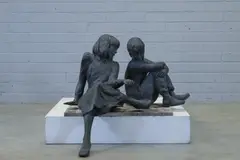 Judith Holmes Drewry, 'Siblings', a pair of bronze figures