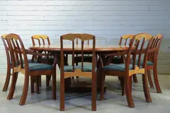 Andrew Varah, Burr maple and thuya dining table and eight chairs